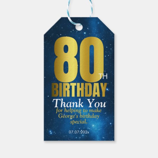 80歳の誕生日パーティーお礼メッセージ ギフトタグ (正面)