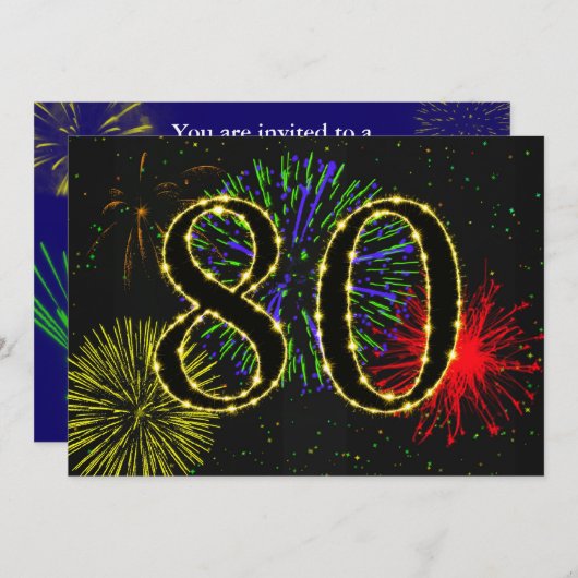 80歳の誕生日パーティーが招待される 招待状 (正面/裏面)