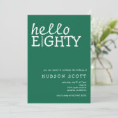 80歳の誕生日パーティーこんにちは80グリーンモダン 招待状 (スタンド正面)
