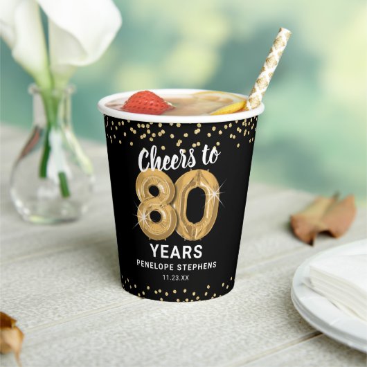 80歳の誕生日パーティーにモダンチアーズ 紙コップ (インサイチュ)