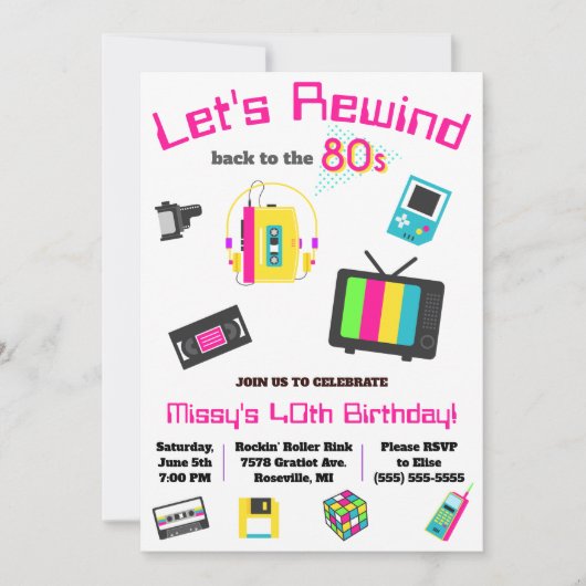 80歳の誕生日パーティーに巻き戻そう 招待状 (正面)