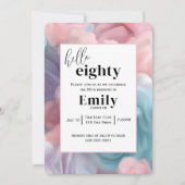 80歳の誕生日パーティーのためのコットンキャンディ抽象芸術 招待状 (正面)