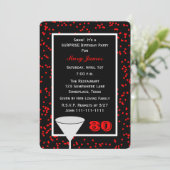 80歳の誕生日パーティーのサプライズ グラスとコンフェッティ 招待状 (スタンド正面)