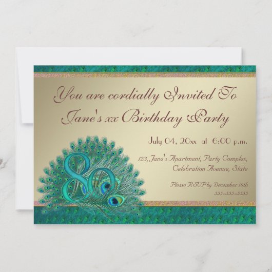 80歳の誕生日パーティーのテンプレート招待状 招待状 (裏面)