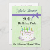 80歳の誕生日パーティーのパーソナライズされた招待状 招待状 (正面/裏面)