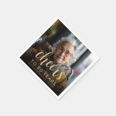 80歳の誕生日パーティーの写真で乾杯 スタンダードカクテルナプキン (角)