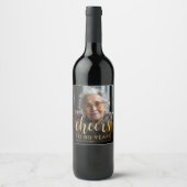 80歳の誕生日パーティーの写真で乾杯 ワインラベル (正面)