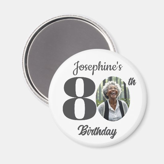 80歳の誕生日パーティーの写真ギフト マグネット (正面/裏面)