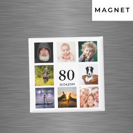 80歳の誕生日パーティーの写真コラージュ男性 マグネット