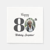 80歳の誕生日パーティーの写真 スタンダードカクテルナプキン (正面)
