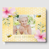 80歳の誕生日パーティーの写真 ハチミツの巣とミツバチ ゲストブック (正面)