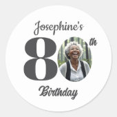 80歳の誕生日パーティーの写真 ラウンドシール (正面)