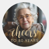 80歳の誕生日パーティーの写真 乾杯 ラウンドシール (正面)