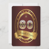 80歳の誕生日パーティーの女性と男性、エレガントな色 招待状 (正面)