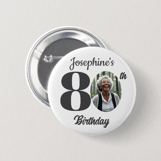 80歳の誕生日パーティーの思い出の写真 缶バッジ (正面&裏面)
