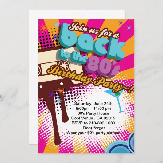 80歳の誕生日パーティーの招待状に戻る 招待状 (正面/裏面)