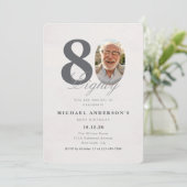 80歳の誕生日パーティーの招待状(モダン・シンプル) 招待状 (スタンド正面)