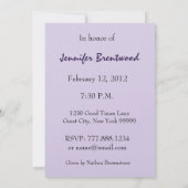 80歳の誕生日パーティーの招待薄紫パープルバラ 招待状 (裏面)