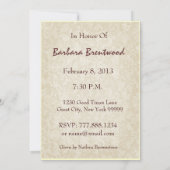 80歳の誕生日パーティーの招待金ゴールドフラワーボウ 招待状 (裏面)