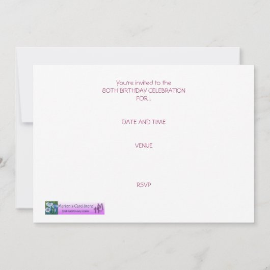 80歳の誕生日パーティーの招待 – ラン 招待状 (裏面)