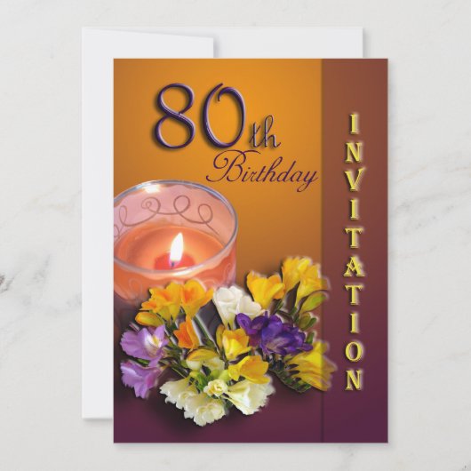 80歳の誕生日パーティーの招待 招待状 (正面)