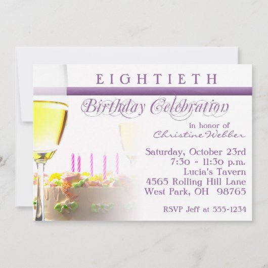 80歳の誕生日パーティーの招待 招待状 (正面)