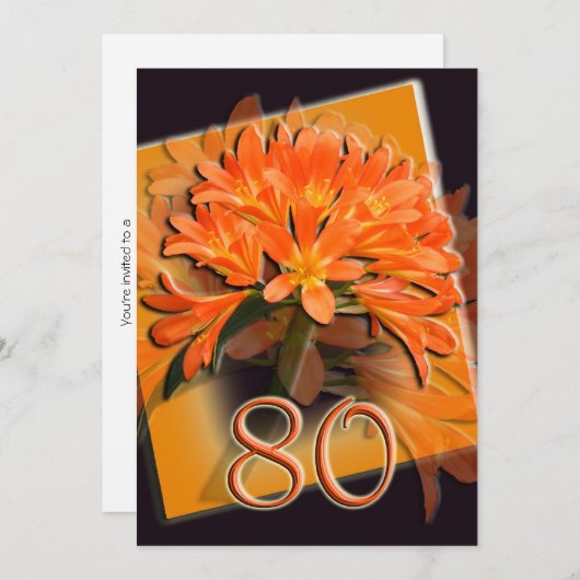 80歳の誕生日パーティーの招待 招待状 (正面/裏面)