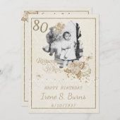 80歳の誕生日パーティーの招待 招待状 (正面/裏面)