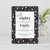 80歳の誕生日パーティーの白黒のポシー 招待状 (スタンド正面)