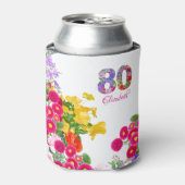 80歳の誕生日パーティーの花の花束のクーラー 缶クーラー (缶正面)