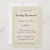 80歳の誕生日パーティーの金ゴールドフラワーボウ 招待状 (裏面)