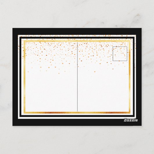 80歳の誕生日パーティーの黒白金招待状 ポストカード (裏面)