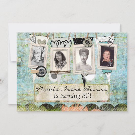 80歳の誕生日パーティーへの招待 招待状 (正面)