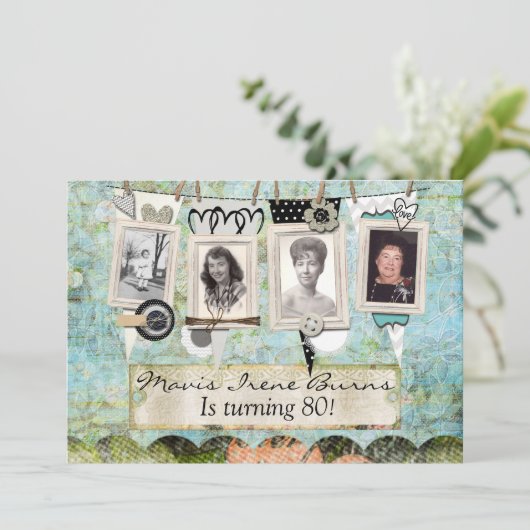 80歳の誕生日パーティーへの招待 招待状 (スタンド正面)