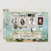 80歳の誕生日パーティーへの招待 招待状 (正面/裏面)