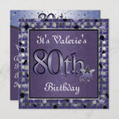 80歳の誕生日パーティーへの招待 招待状 (正面/裏面)