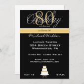 80歳の誕生日パーティーへの招待 招待状 (正面/裏面)