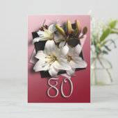 80歳の誕生日パーティーへの招待-白ユリ 招待状 (スタンド正面)