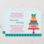 80歳の誕生日パーティーケーキ招待状 招待状 (正面/裏面)