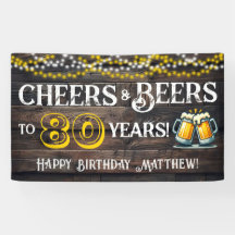 80歳の誕生日パーティーバナーを祝して乾杯とビール