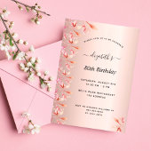 80歳の誕生日パーティーバラ金ゴールドピンクの花 招待状