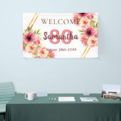 80歳の誕生日パーティーピンクの金ゴールド白 横断幕 (トレードショー)