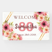 80歳の誕生日パーティーピンクの金ゴールド白