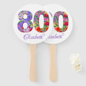 80歳の誕生日パーティーフローラカラフルハンドファン ハンドファン (正面&裏面)