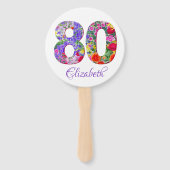 80歳の誕生日パーティーフローラカラフルハンドファン ハンドファン (正面)