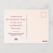 80歳の誕生日パーティーフローラモダン80年パーティー ポストカード (裏面)