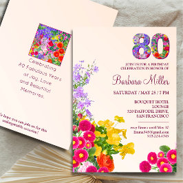 80歳の誕生日パーティーフローラモダン80年パーティー 招待状