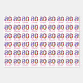 80歳の誕生日パーティーフローララッモダンピング紙 ラッピングペーパーシート (正面)