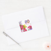 80歳の誕生日パーティーフローラ花花束シール スクエアシール (封筒)