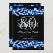 80歳の誕生日パーティーブルーハリウッドグラム 招待状 (正面/裏面)